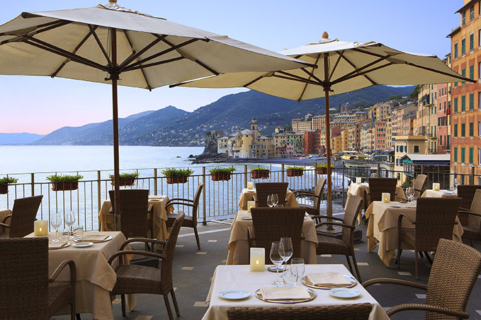 Panoramic terrace of the Hotel Cenobio dei Dogi in Camogli